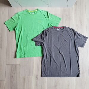 Under Armour Shirt Bundle Mens Large Green Gray HeatGear Loose Fit Active 2 Tops